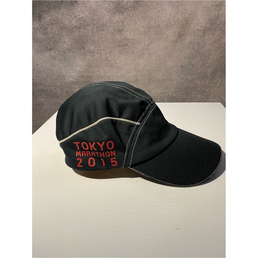 Asics Tokyo Marathon 2015 Running Hat Cap Black 5 Panel Adjustable Strapback